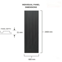 Acoustic slat wall panel charcoal