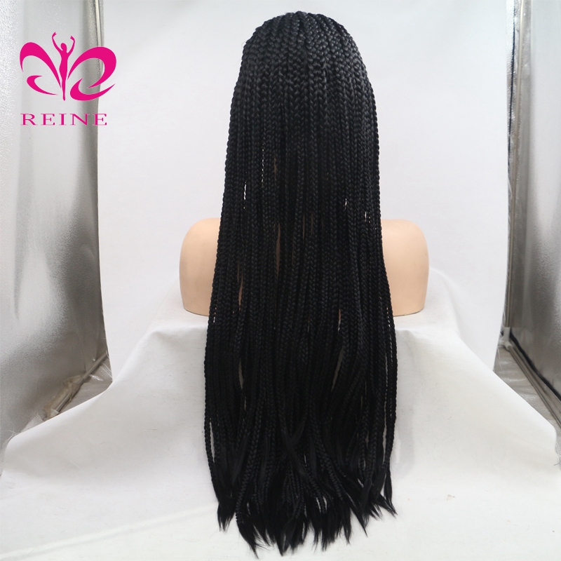 High quality 1b color synthetic Frontal lace long braided wigs for black woman