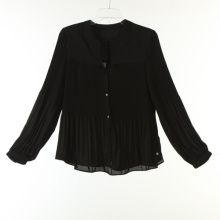 Blouse Pleats Solid Long Shirts