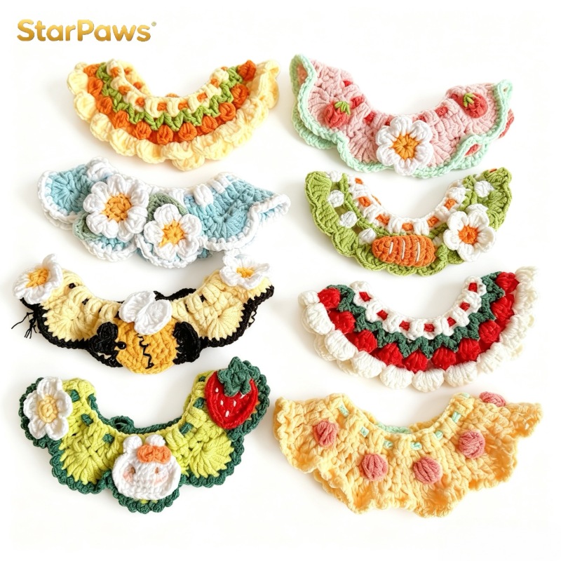 Handmade Knitted Pet Collar & Bandana Set