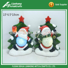 New hand paint design LED ceramic snowman christmas figurines
