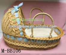 eco-friendly and natural handweave natural rectangular wicker baby moses gift basket