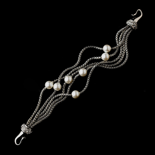 Hot sale with faux pearl silver chain bracelet