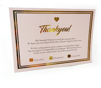 Custom design black envelope with private logo white thank you for purchase card