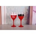 Home Decoration Hand Drawing Red Color Wine Glass Set of 2