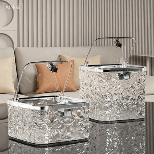 Light Luxury Transparent Press Top Trash Can for Home Office