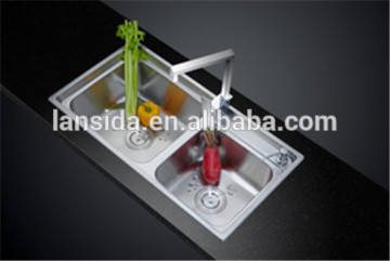 240mm deep double bowls SS sink