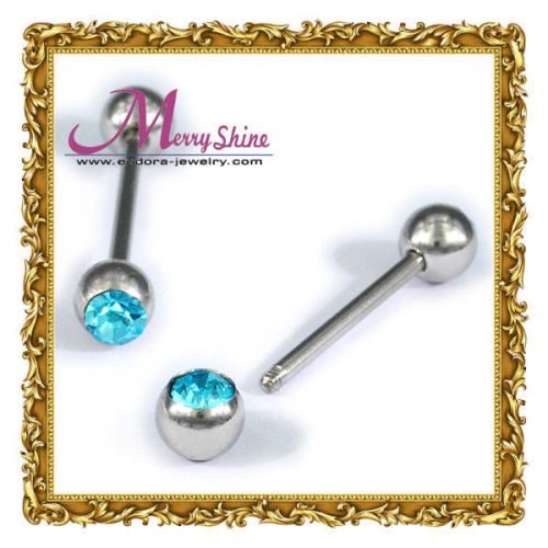 Oem / Odm Tongue Barbel / Nipple Ring Industrial Piercing Body Jewelry With Sliver Ball