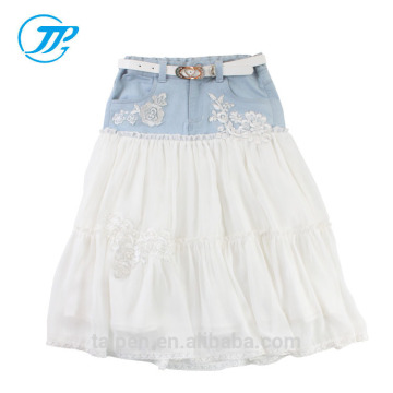 Hot Sale Children Long Skirts Summer Kids Girls Lace Skirts with Belt