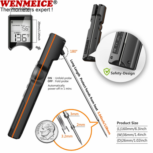 Thermomètre à viande à lecture instantanée pliable numérique étanche