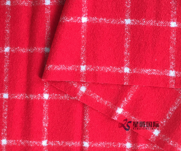 Windowpane Check Pattern Double Face Woolen Fabric