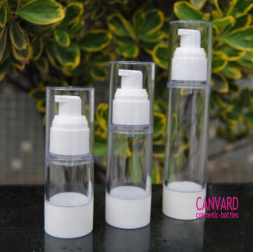 Clear airless pump bottle, airless plastic bottle, airless dispenser bottle