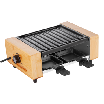 Bamboo Handle 4 Person Raclette Grill