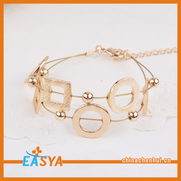 Thin String Chain Bright Eyelet Bangle Set