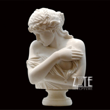 Natural Marble Hand Carved white marble female girl bust statue
