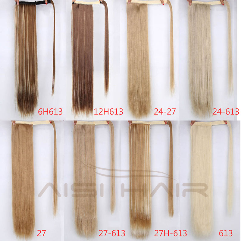 Wholesale Long Straight Wrap Around Ponytails Extension Synthetic Hair Drawstring Ponytail Hair Wigs