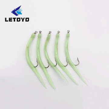 LETOYO Rubber Eel Hook Tubes - Stainless Steel Fishing Hooks 4.5''-7.5''