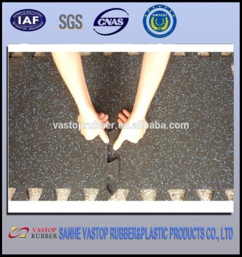 EPDM flecks Interlocking Rubber Floor Tile for Gym