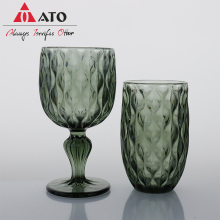Green Goblet Wine Glass Pressed Green Glass Goblet