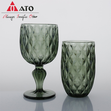 Green Goblet Wine Glass Pressed Green Glass Goblet