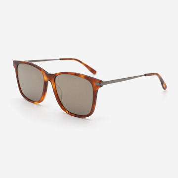 Square Acetate And Metal Combined Unisex Sunglasses 23A8115