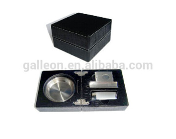 Leather Folding Cigar Ashtray Set with Built-In Cigar Accessories