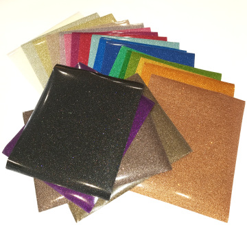 Free Sample Htv Variety Colors No Elastic film Glitter Vinyl Heat Transfer Sheets