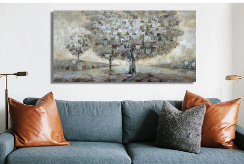 Glinsterende boom Wall Art Confetti olieverfschilderij