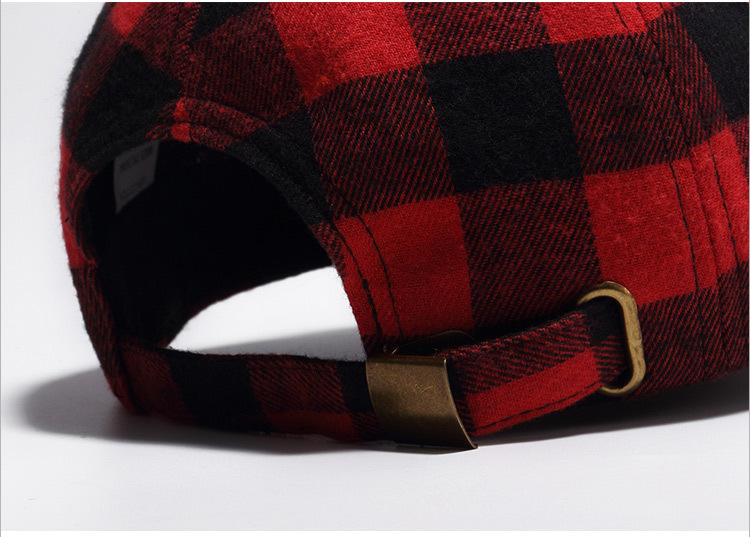 Cotton black and red checkered cap baseball cap (6)