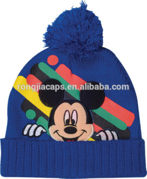 mickey printing knitted beanie