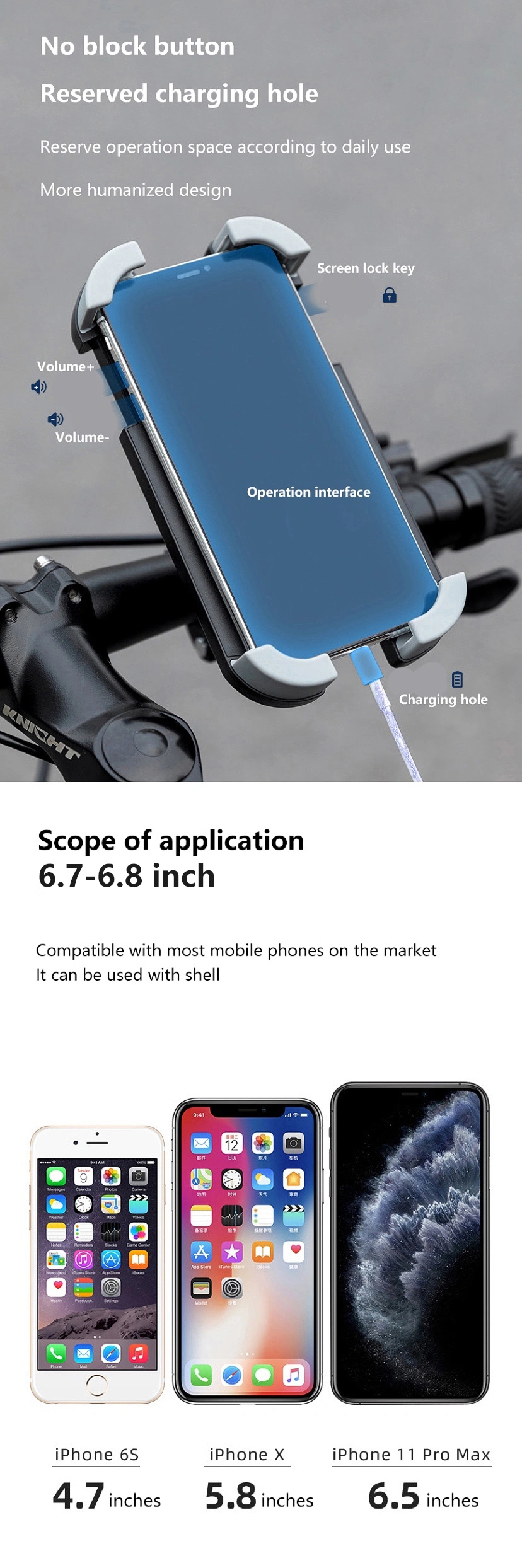 Rotatable Mobile Phone Holder ABS Bicycle Accessories Bicycle Mobile Phone Holder Adjustable Super Light Quick Release