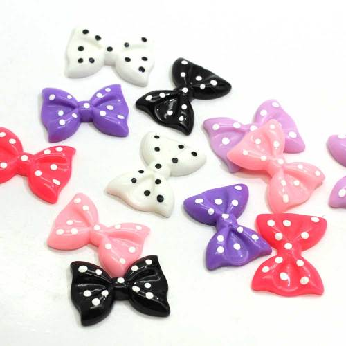 Mixed Color Cabochons Polka Dot Bowknot Bow Tie Flatback Resin For Scrapbooking Craft Embellishments