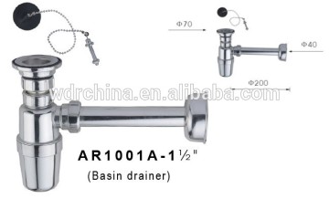 Steel drainer pipe Chrome Plated chrome plated bottle trap drainer pipe for wall basin
