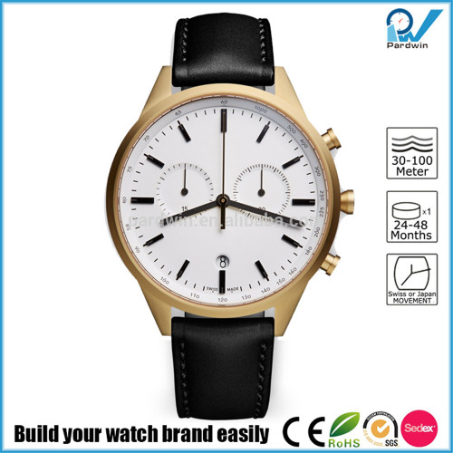 PVD satin gold case 316L stainless steel case scratch-resistant sapphire glass 5ATM waterproof swis movement men watch