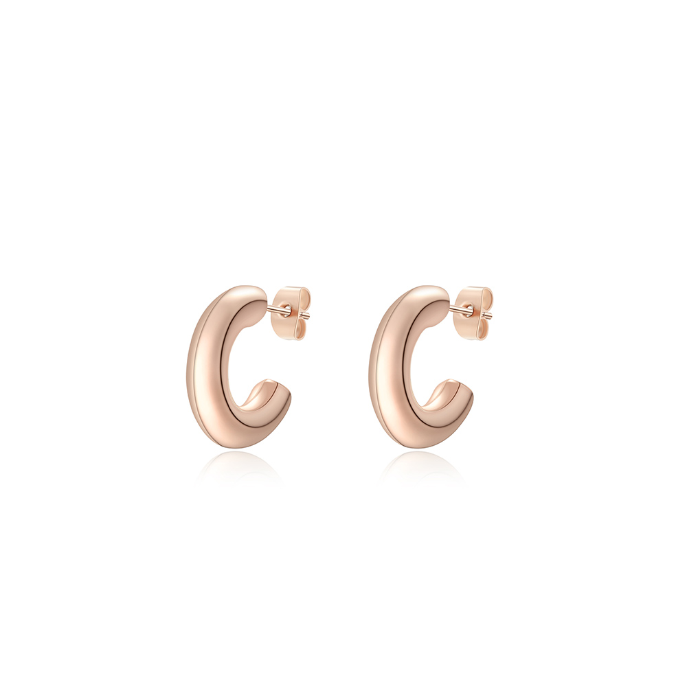 20mm Titanium Steel CC Shape earring stylish 18K Gold plated stainless steel hoop earrings