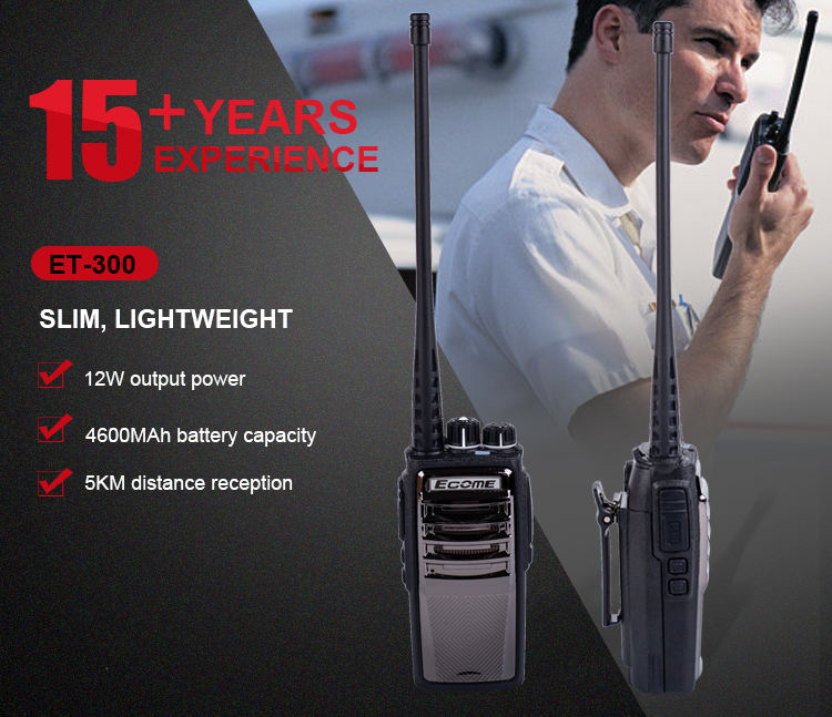 ECOME ET-300 Best Seller 7 vatios interiores Radio Walkie Talkie