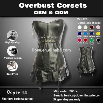 hot lady corset leather sexy short skirt