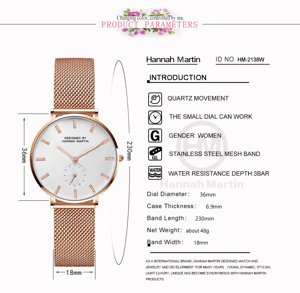 Hannah Martin 2138 Japan Movt Quartz Watch Stainless Steel Bezel Women Wristwatches Quartz OEM Watch montre et bracelet