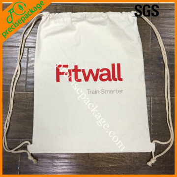 white cotton canvas drawstring bag