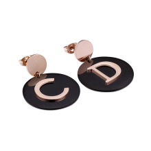 Rose gold big round initial stud earrings