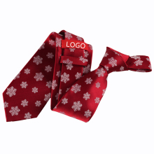 Red Snow Neck Ties for Men - Luxury 7.5cm Polyester Ties for Christmas Gifts and Parties