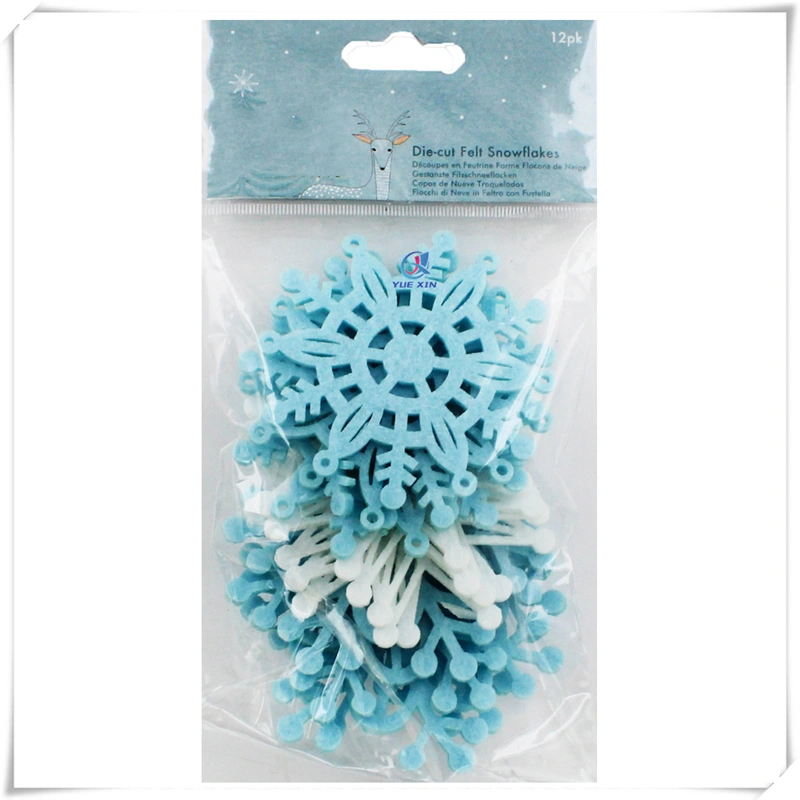 White Polyester Felt Snowflakes for New Year, Christmas Decoration