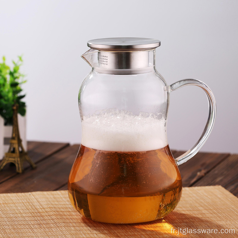 Pichet à thé glacé en verre borosilicaté avec couvercle