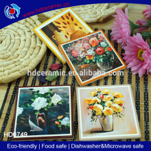 personalize ceramic coasters with backside cork,mug mats that printed flowers picture