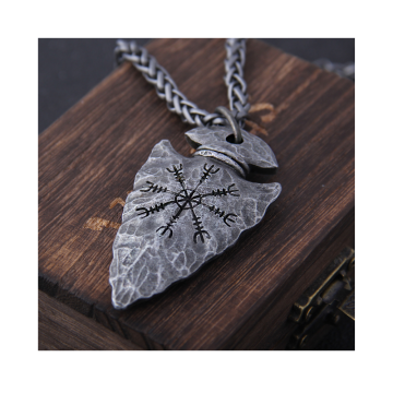 Helm of Awe Viking Vegvisir Spear Pendant Necklace - Men's Gift