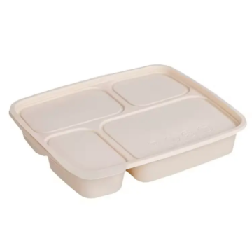 4-compartment biodegradable cornstarch food tray lunch box