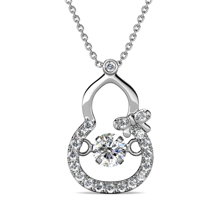Hypoallergenic Dancing Crystal Calabash Kids Pendant Necklace Jewelry Best Gift for Women Girlfriend