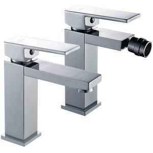 Einhebel-Waschtischarmatur + Bidet-Wasserhahn Komplettes Badmischerset Chrom-Finish