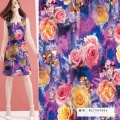 Digital Printed Flower Bark Crepe Crinkle Dress Fabric