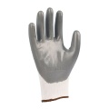 Toz içermeyen beyaz polyester ipek gri nitril kaplı eldivenler